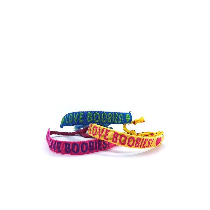 i love boobies! Woven Bracelet Multi 3-Pack