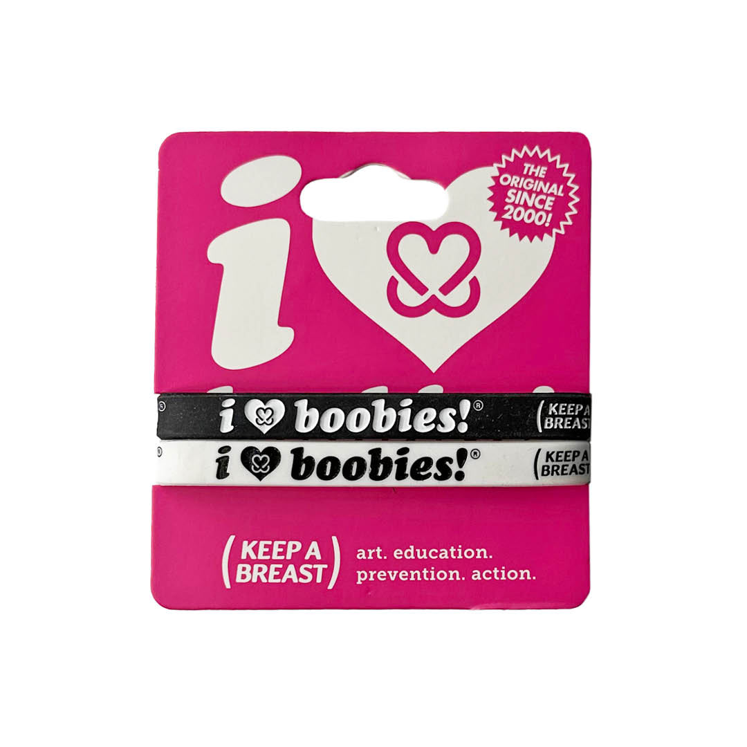 i love boobies! Mini Bracelets Deux Black/White 2-Pack