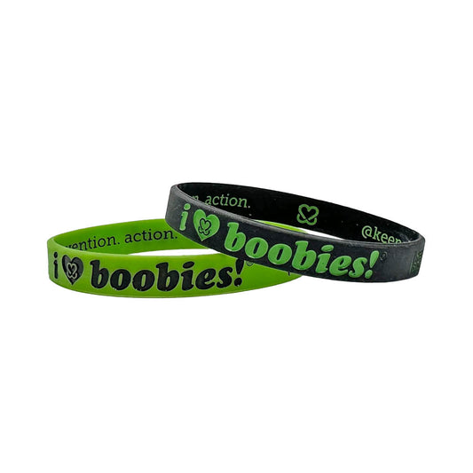 The i love boobies! Lime Green Black Bracelet Pack