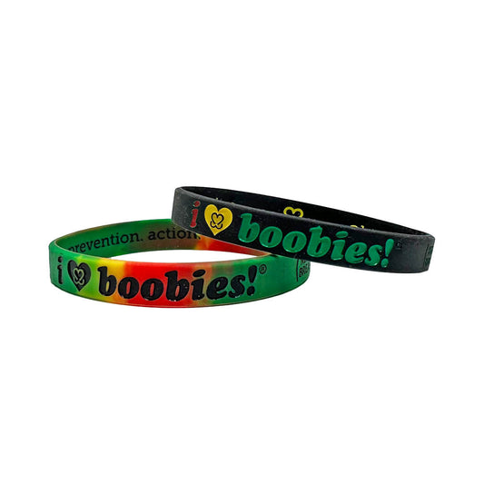 i love boobies! Mini Rasta Black Fade Bracelet Pack