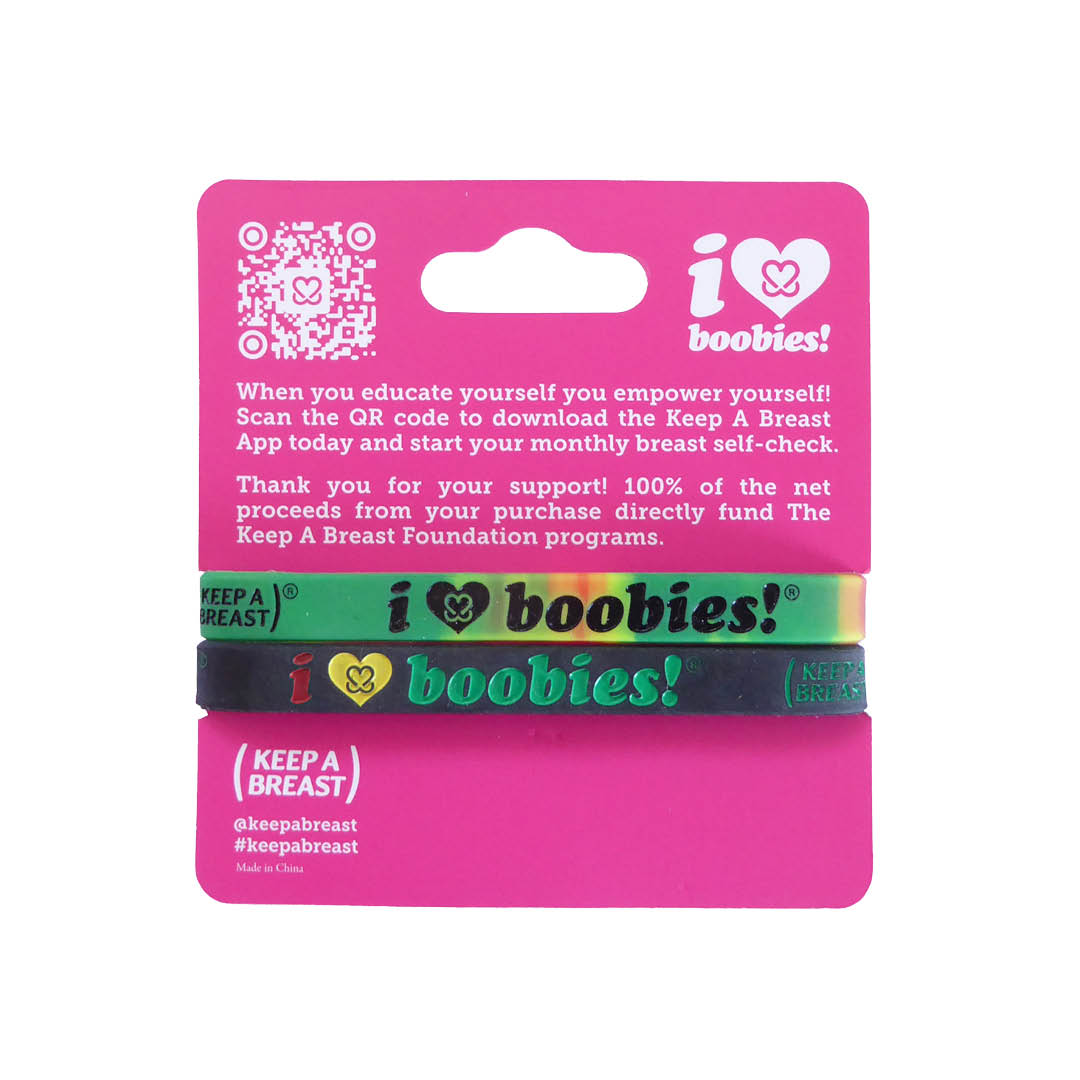 i love boobies! Mini Rasta Black Fade Bracelet Pack