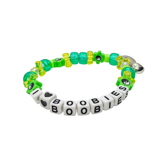 i love boobies! Green Kandi Bracelet