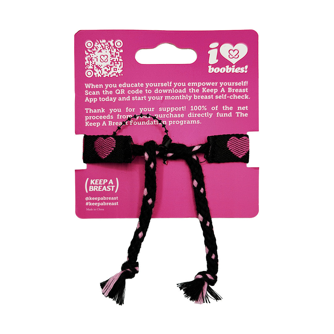 i love boobies! Woven Bracelet - Black Berry