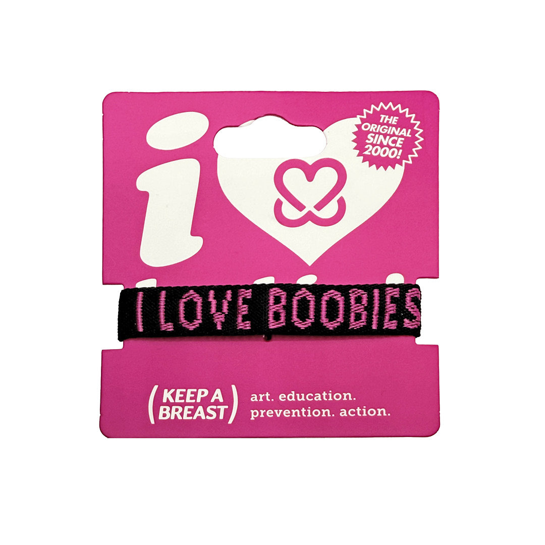 i love boobies! Woven Bracelet - Black Berry