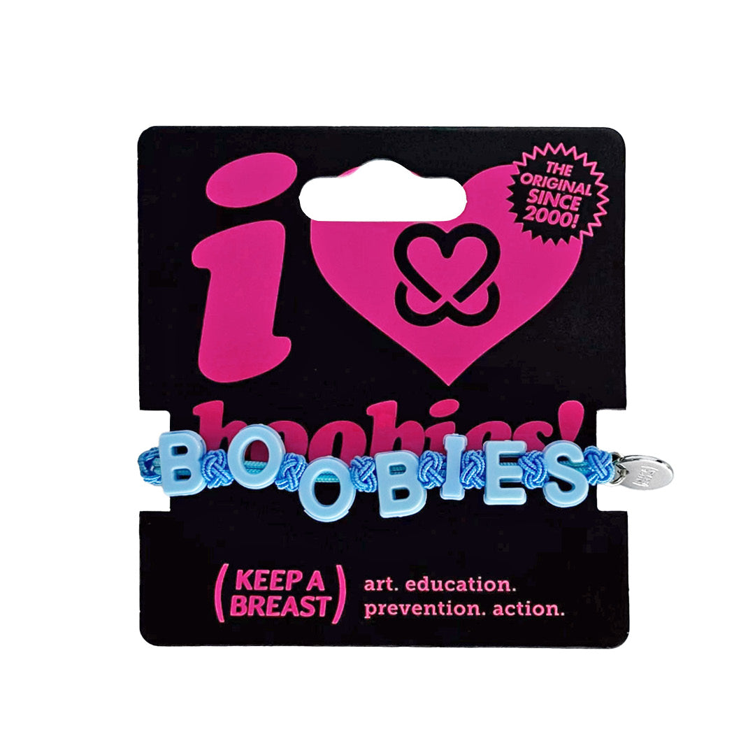 i love boobies! Blue Pull-Tie Bracelet
