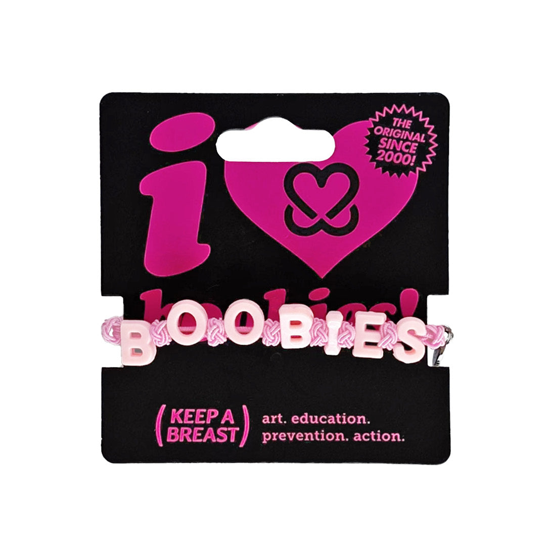 i love boobies! Pink Pull-Tie Bracelet