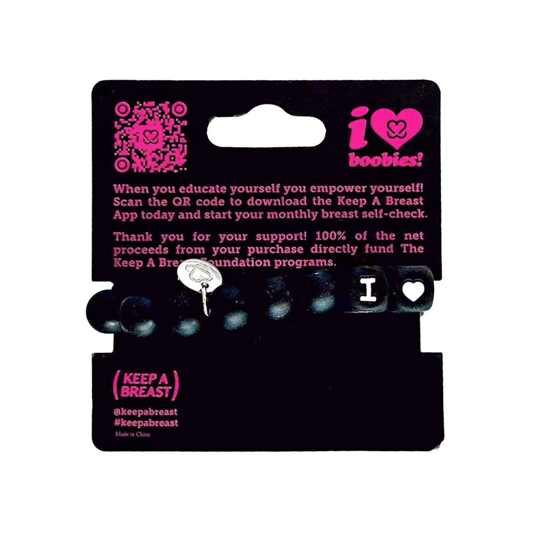 i love boobies! Black Big Bead Bracelet