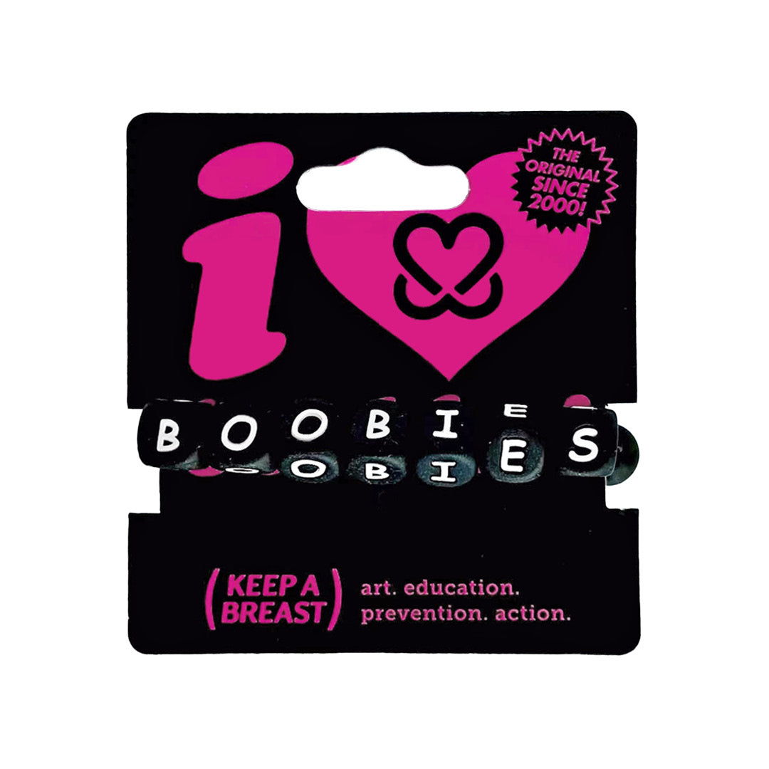 i love boobies! Black Big Bead Bracelet