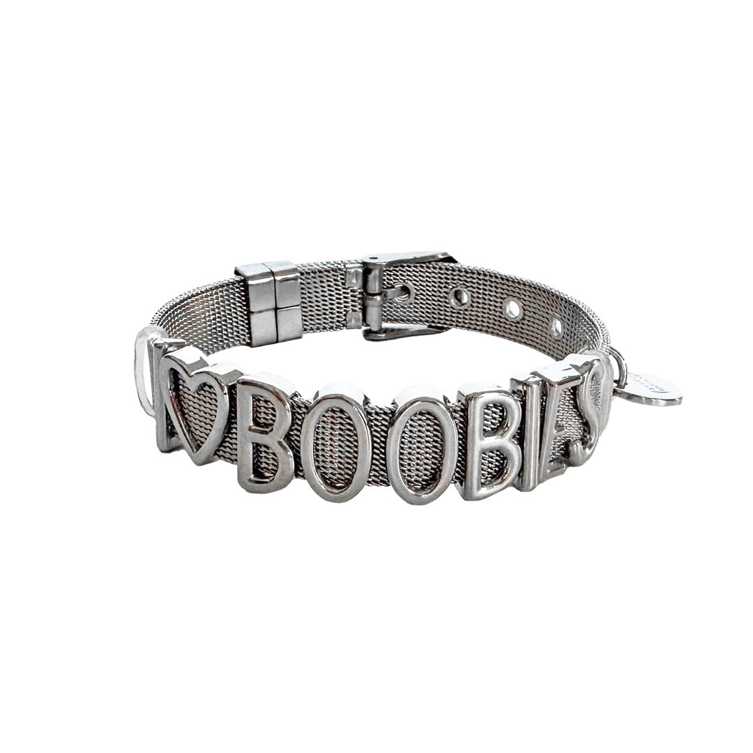 i love boobies! Silver Belt Bracelet