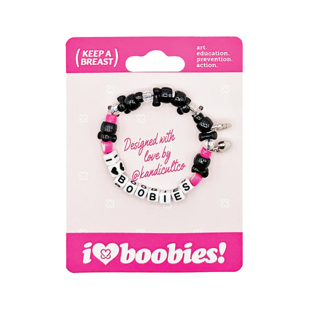 Kandi i love boobies! Bracelet Black