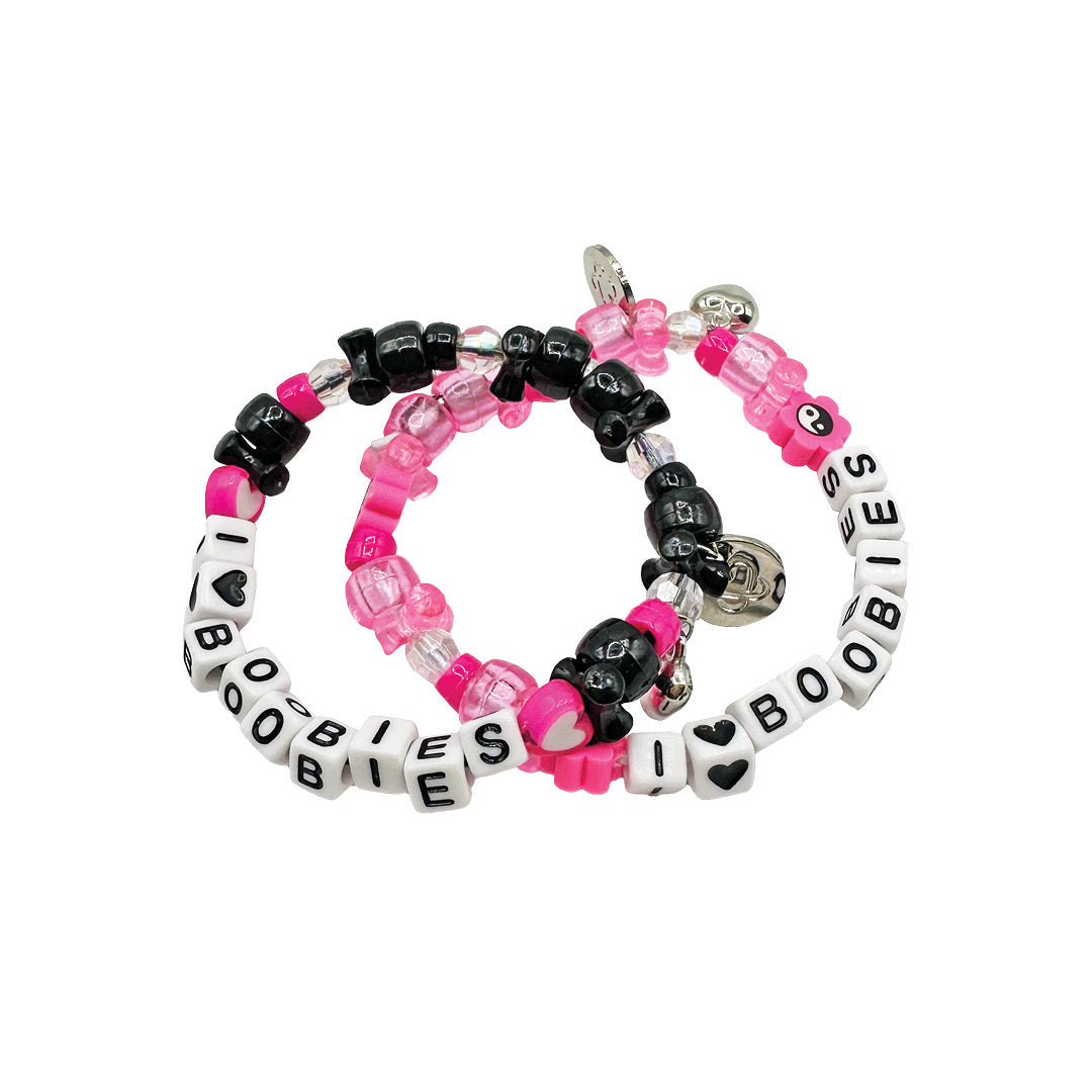 Kandi i love boobies! Bracelet Black