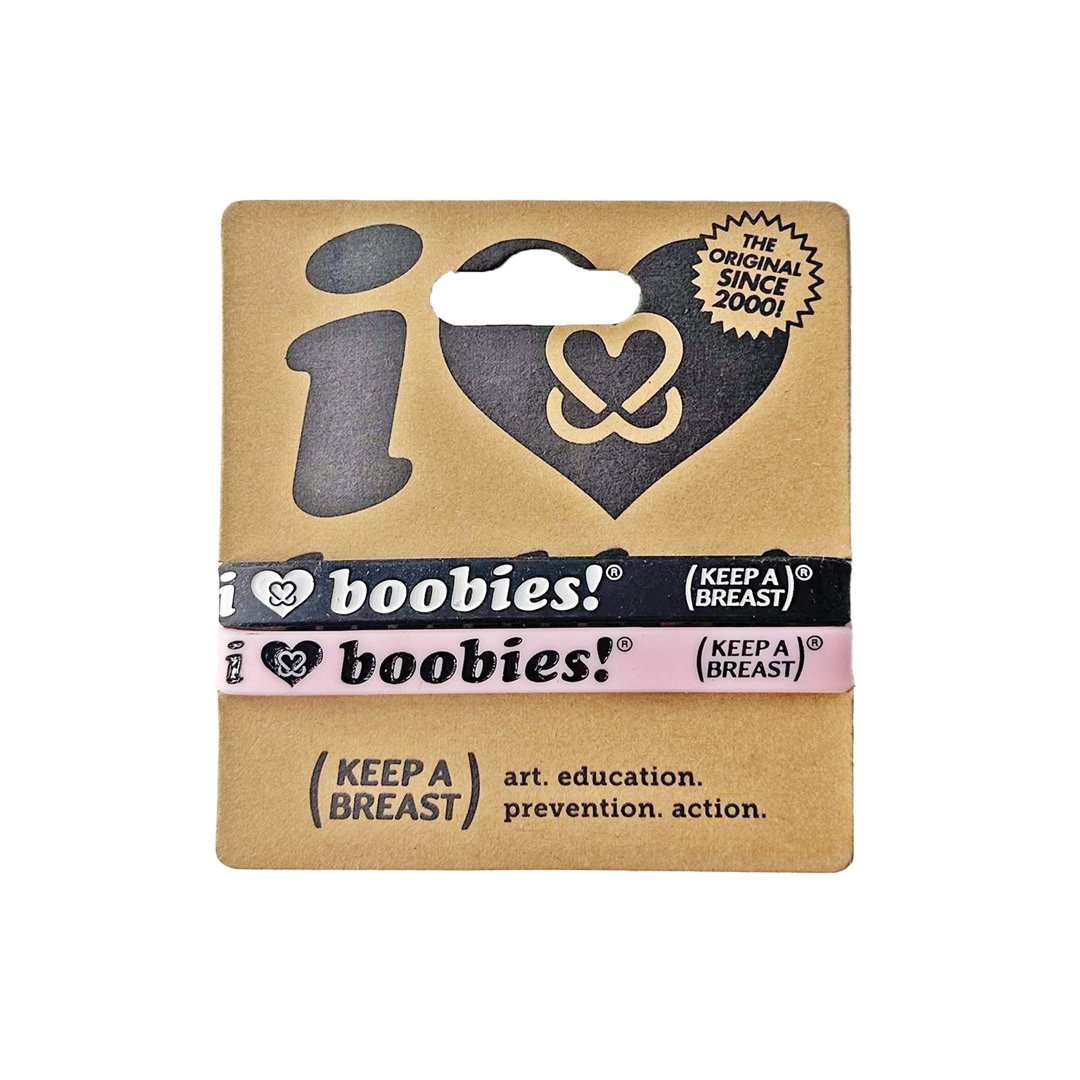 i love boobies! Mini Bracelets Licorice/Light Pink 2-Pack