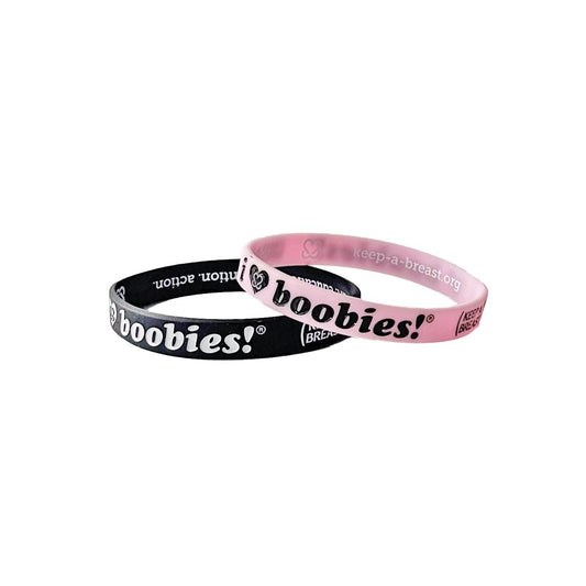 i love boobies! Mini Bracelets Licorice/Light Pink 2-Pack