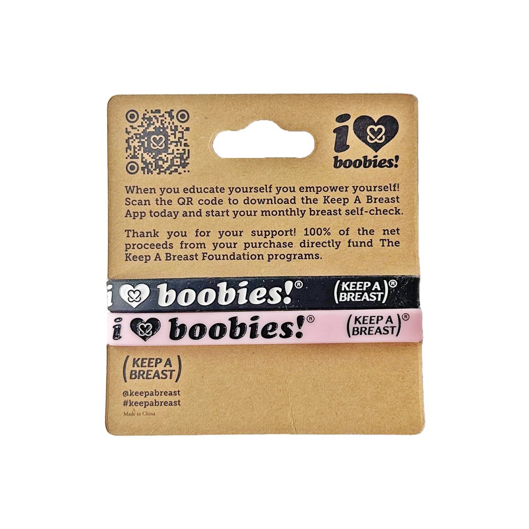 i love boobies! Mini Bracelets Licorice/Light Pink 2-Pack