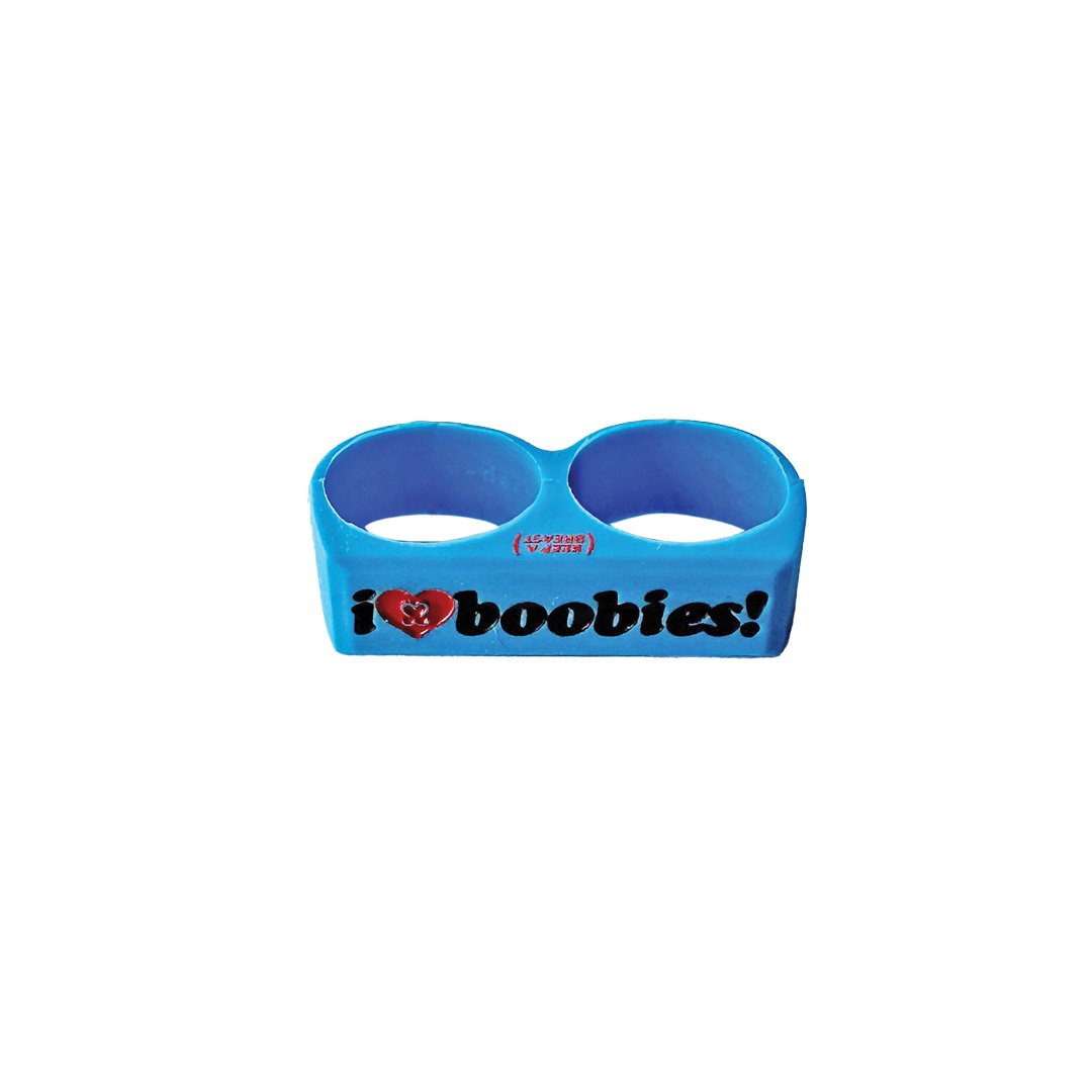 i love boobies! Two Finger Ring Blue