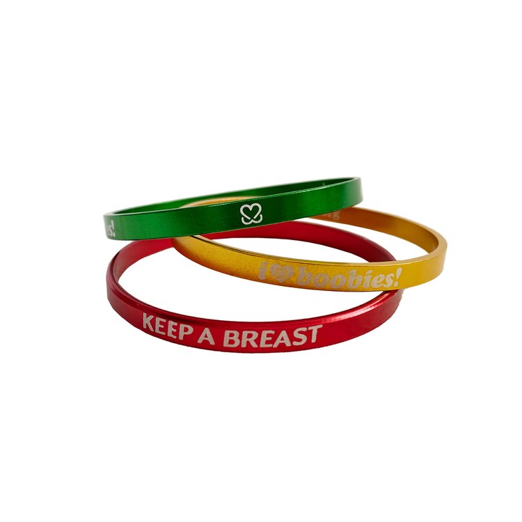 i love boobies! Bangle Bracelet Rasta 3-Pack