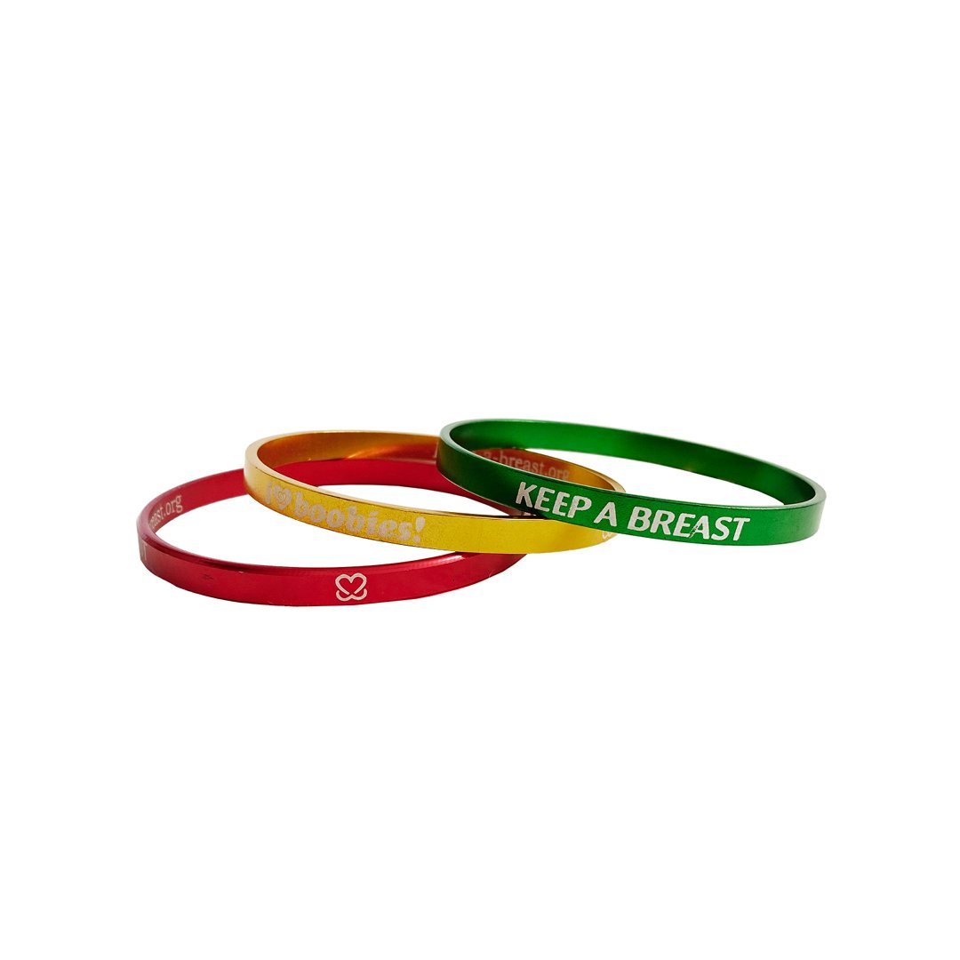 i love boobies! Bangle Bracelet Rasta 3-Pack