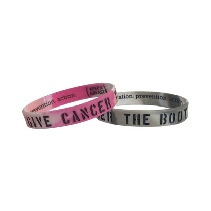 Give Cancer The Boot Bracelet Pack - Steel Rose