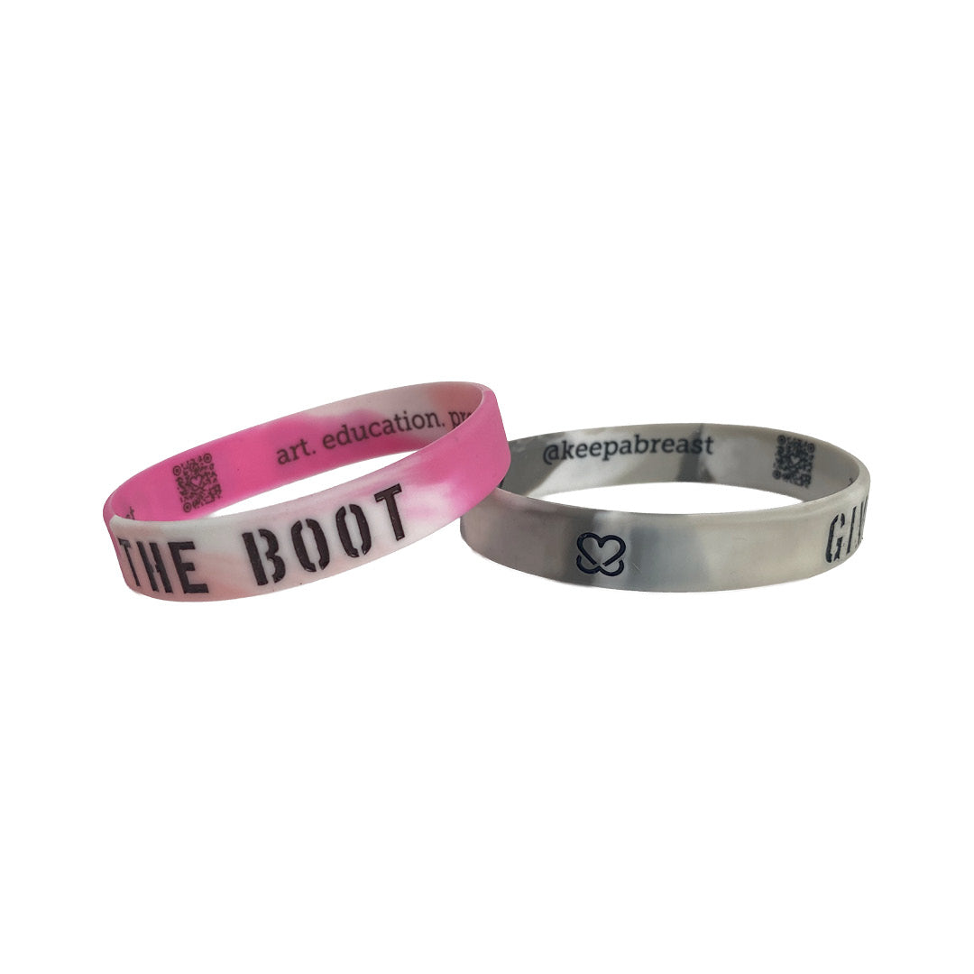 Give Cancer The Boot Bracelet Pack - Steel Rose