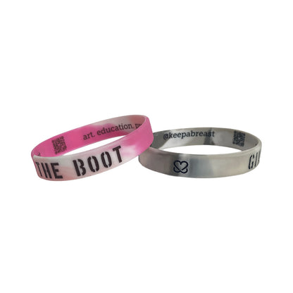 Give Cancer The Boot Bracelet Pack - Steel Rose