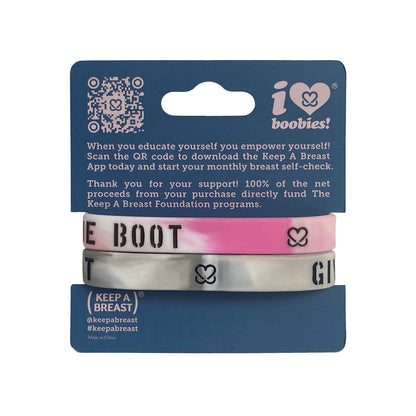 Give Cancer The Boot Bracelet Pack - Steel Rose