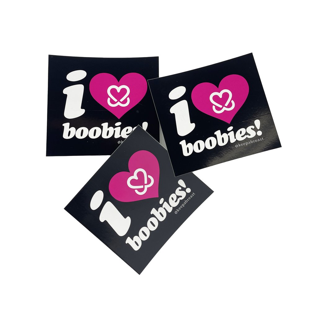 i love boobies! 3.25” x 3.25” Square Sticker Get Graphic - Black 3-Pack