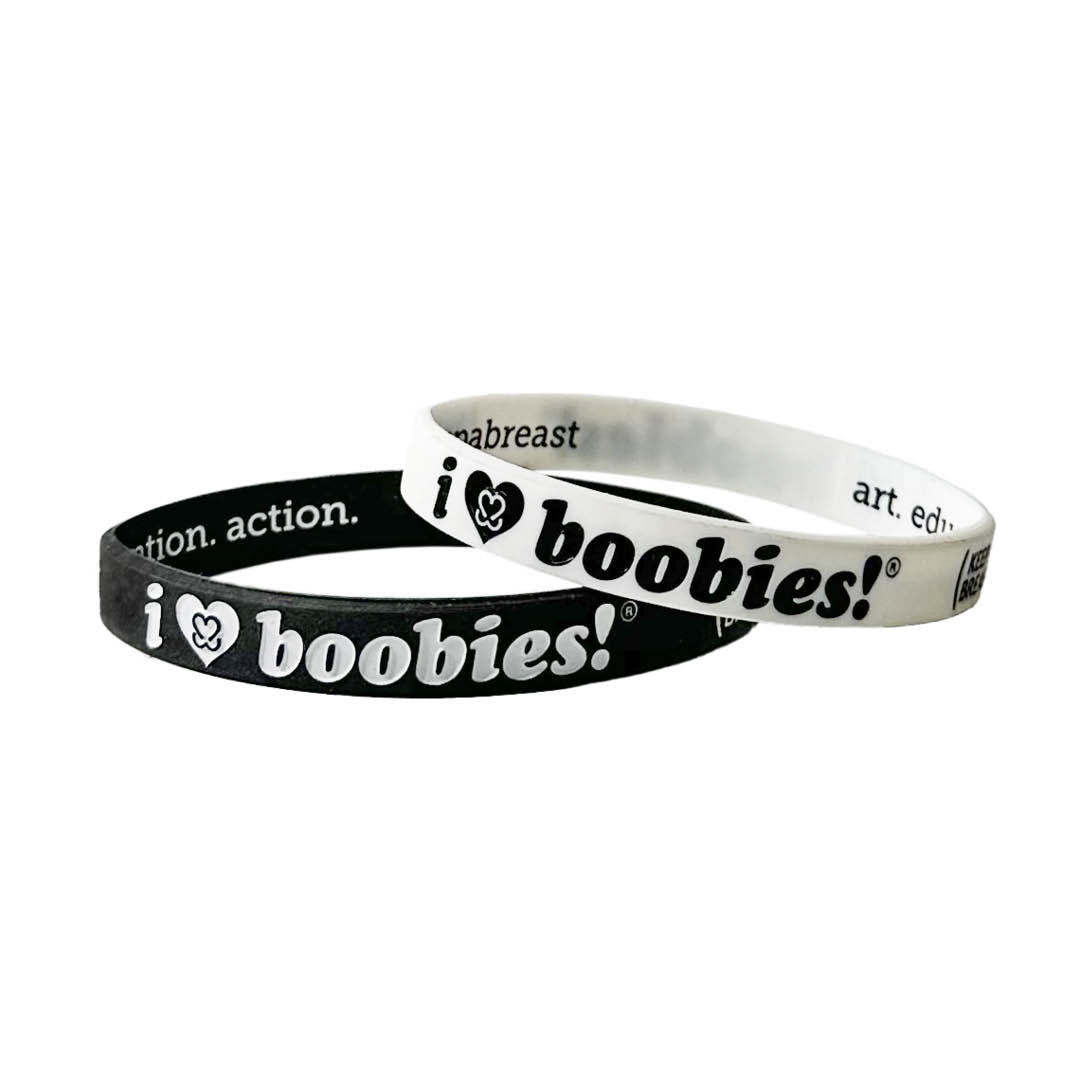 i love boobies! Mini Bracelets Deux Black/White 2-Pack