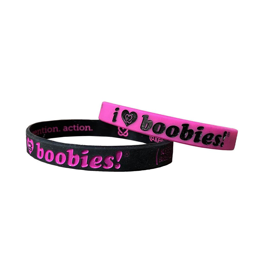 i love boobies! Mini Fuchsia Black Bracelet Pack