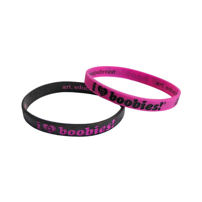 i love boobies! Mini Fuchsia Black Bracelet Pack