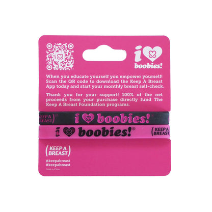 i love boobies! Mini Fuchsia Black Bracelet Pack