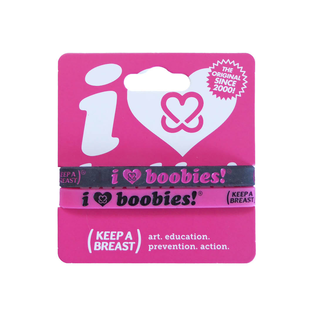 The i love boobies! Mini Fuschia Black Bracelet Pack