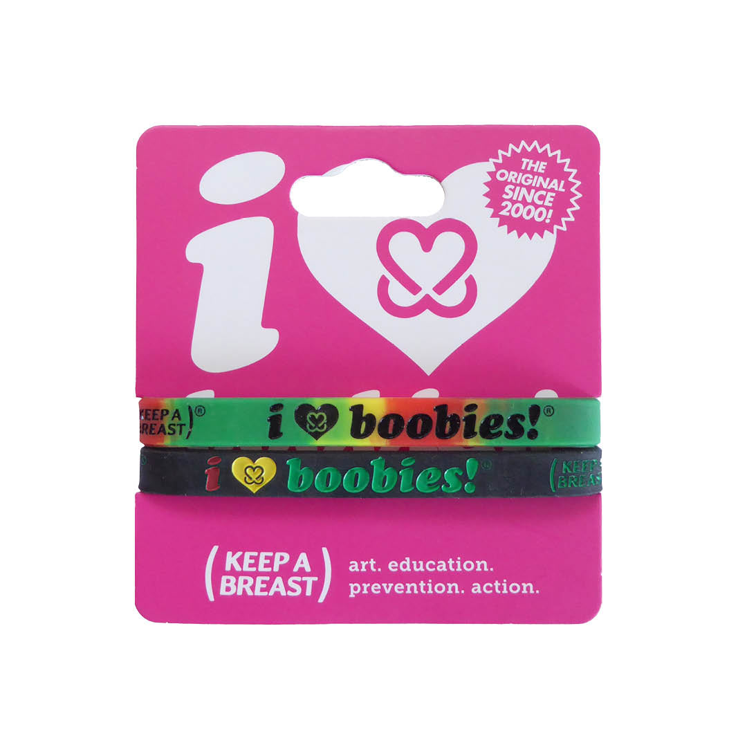 i love boobies! Rasta Black Fade Bracelet Pack