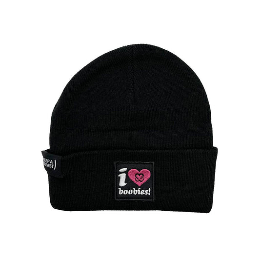 i love boobies! Black Patch Beanie