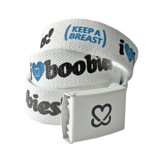 i love boobies! White & Blue Web Belt