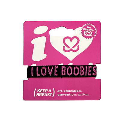 i love boobies! Woven Bracelet - Black Berry