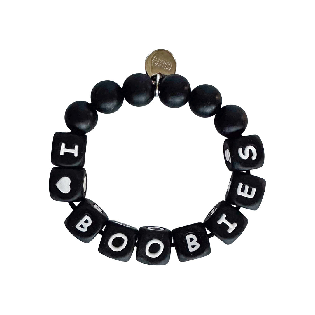 i love boobies! Black Big Bead Bracelet