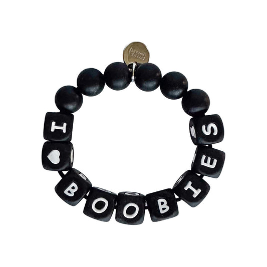 i love boobies! Black Big Bead Bracelet