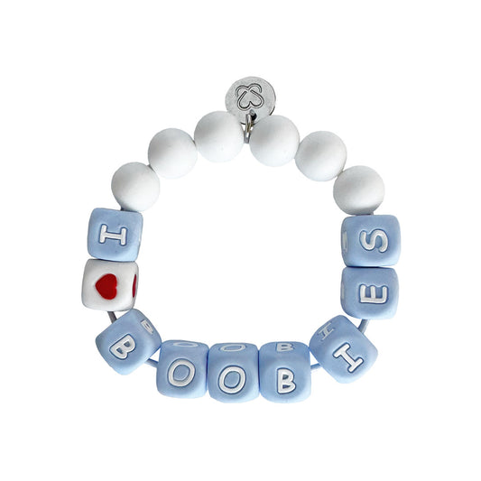 i love boobies! Blue Big Bead Bracelet