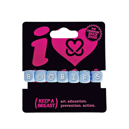 i love boobies! Blue Big Bead Bracelet