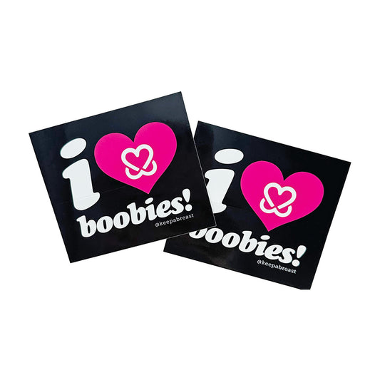 i love boobies! 3.25” X 3.25” Square Sticker Black 2-Pack