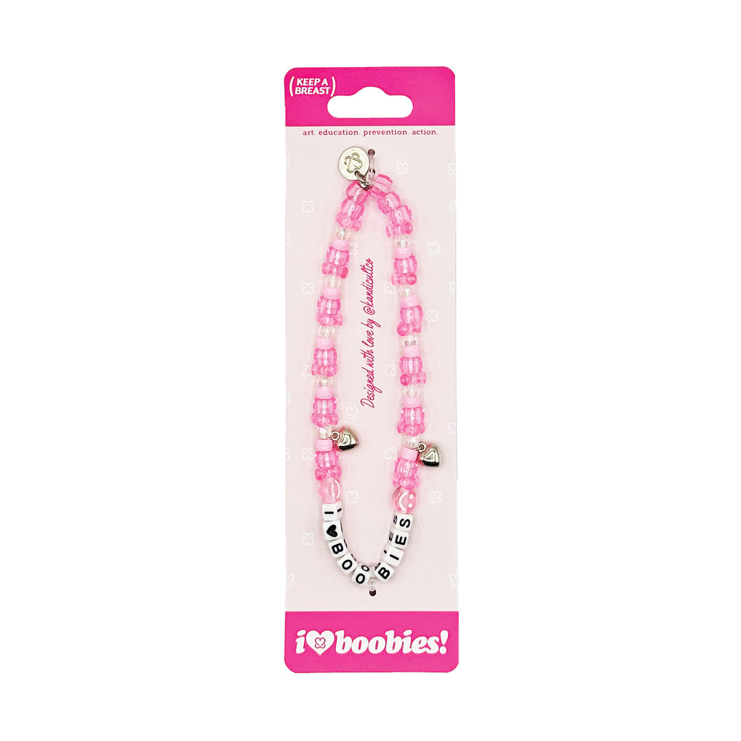 Kandi i love boobies! Choker Necklace Pink