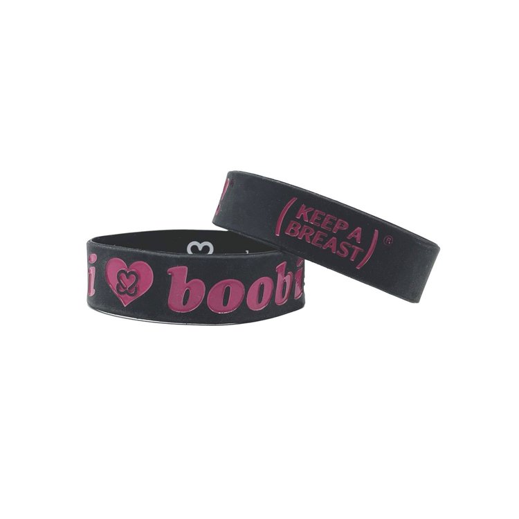i love boobies! Bracelets Black/Pink 2-Pack